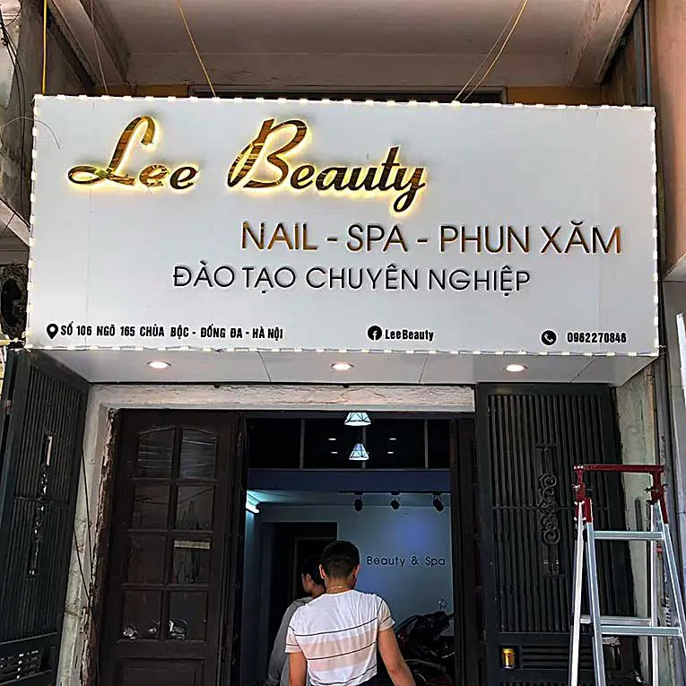 Bảng Hiệu Tiệm Nail Formex Trắng Chữ Nổi LED 270 bien spa 2
