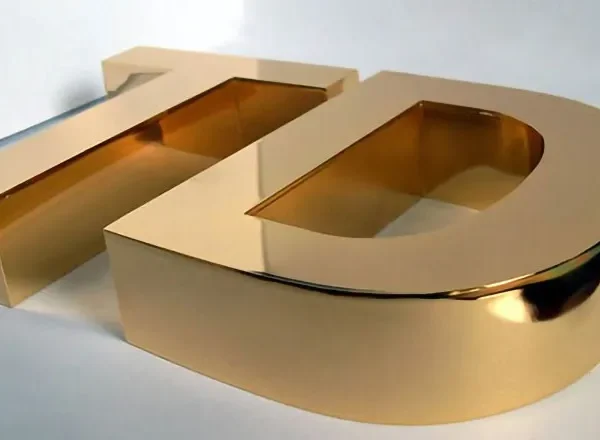 Mau chu inox ma vang dep dang la xu huong duoc ua chuong trong thiet ke bien hieu hien dai