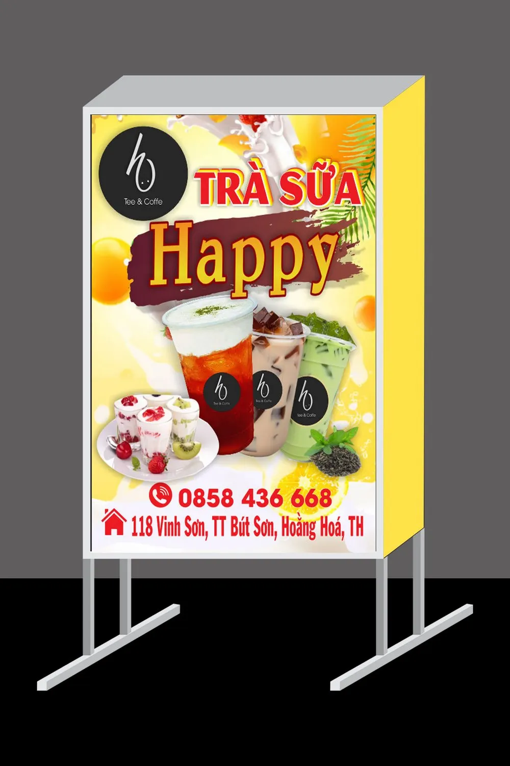 Biển Vẫy Trà Sữa Mica Hồng LED RGB 70x50cm Mot so mau bien vay tra sua dep an tuong tu Quang Cao 24H 2
