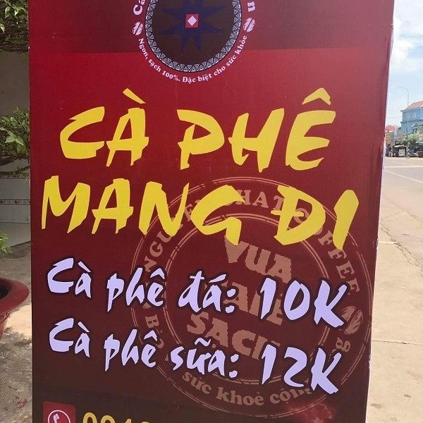 Bảng hiệu cà phê mang đi bạt hiflex