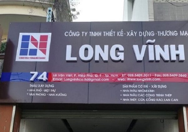 bảng hiệu công ty xây dựng Mica