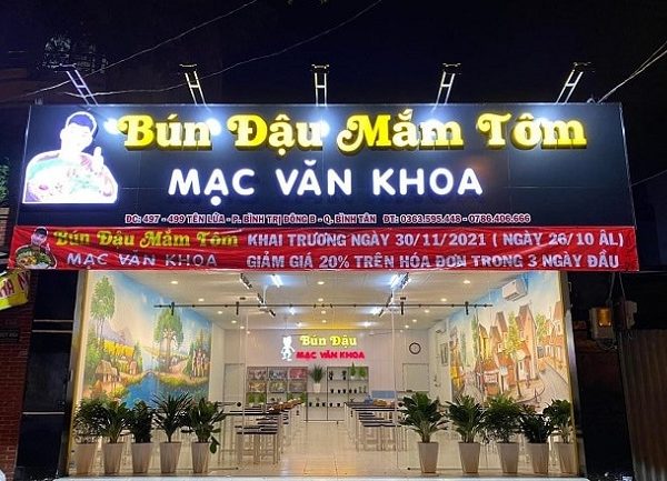 Bảng hiệu bún đậu mica